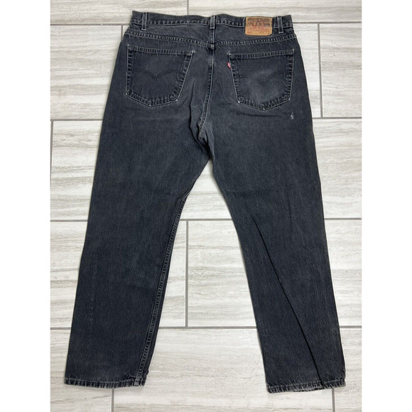Levi’s 505 40x32 Distressed Regular Fit Straight Leg Black Denim‎ Vintage 1999 - Picture 5 of 5